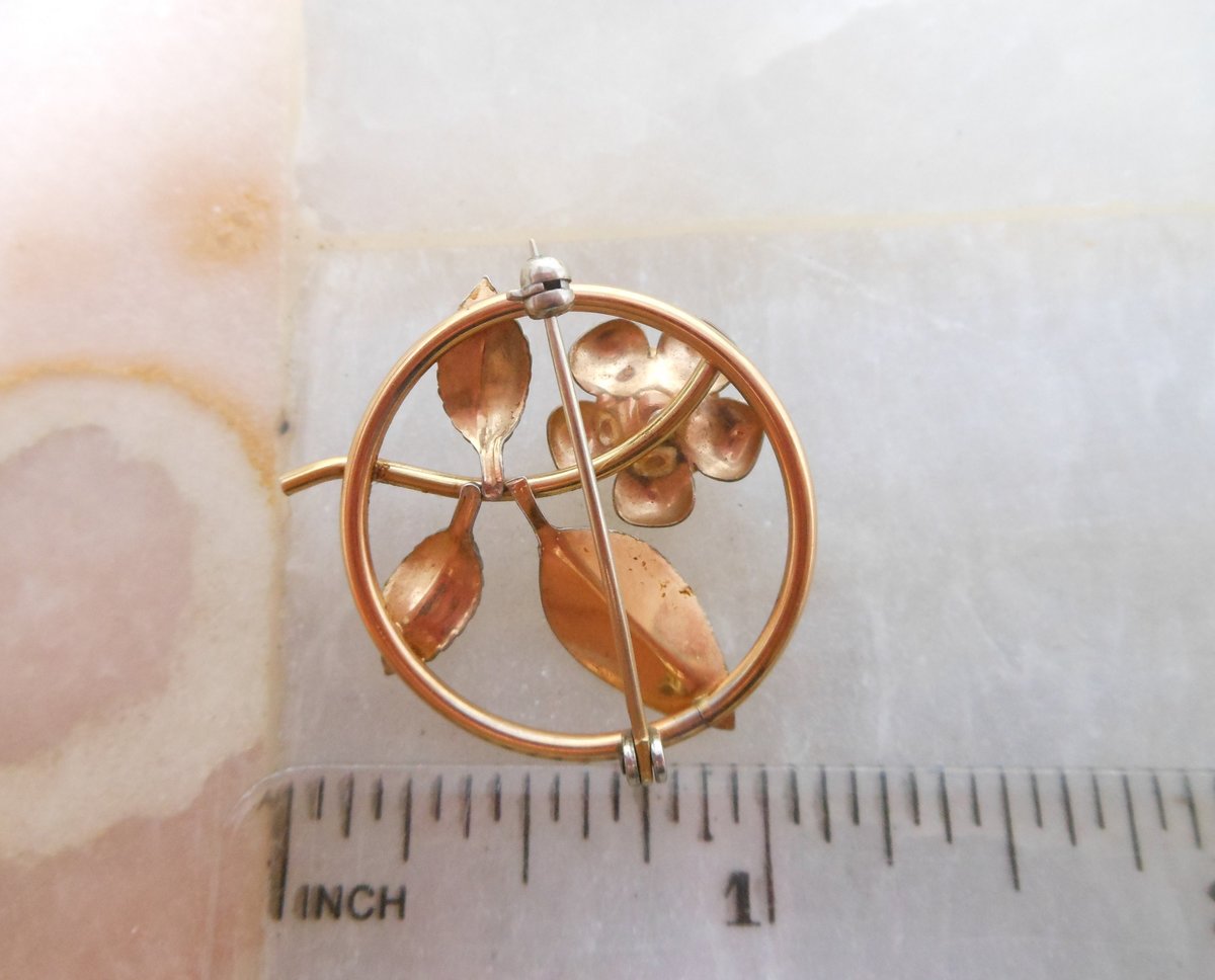 Vintage Rose Flower Brooch Two Tone Wreath Pin Gold Overlay Petite Classic Krementz Jewelry Mid Century Gift, VivianJoel.com