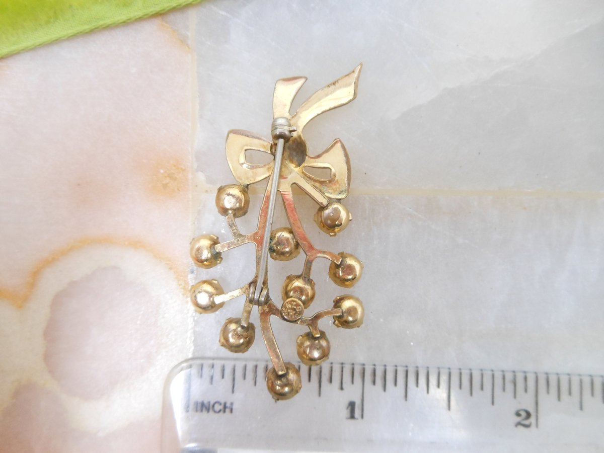 Vintage Crystal Bouquet Brooch Gold Fill Designer TK KT GF Rhinestone Mid Century Jewelry Gift, VivianJoel.com