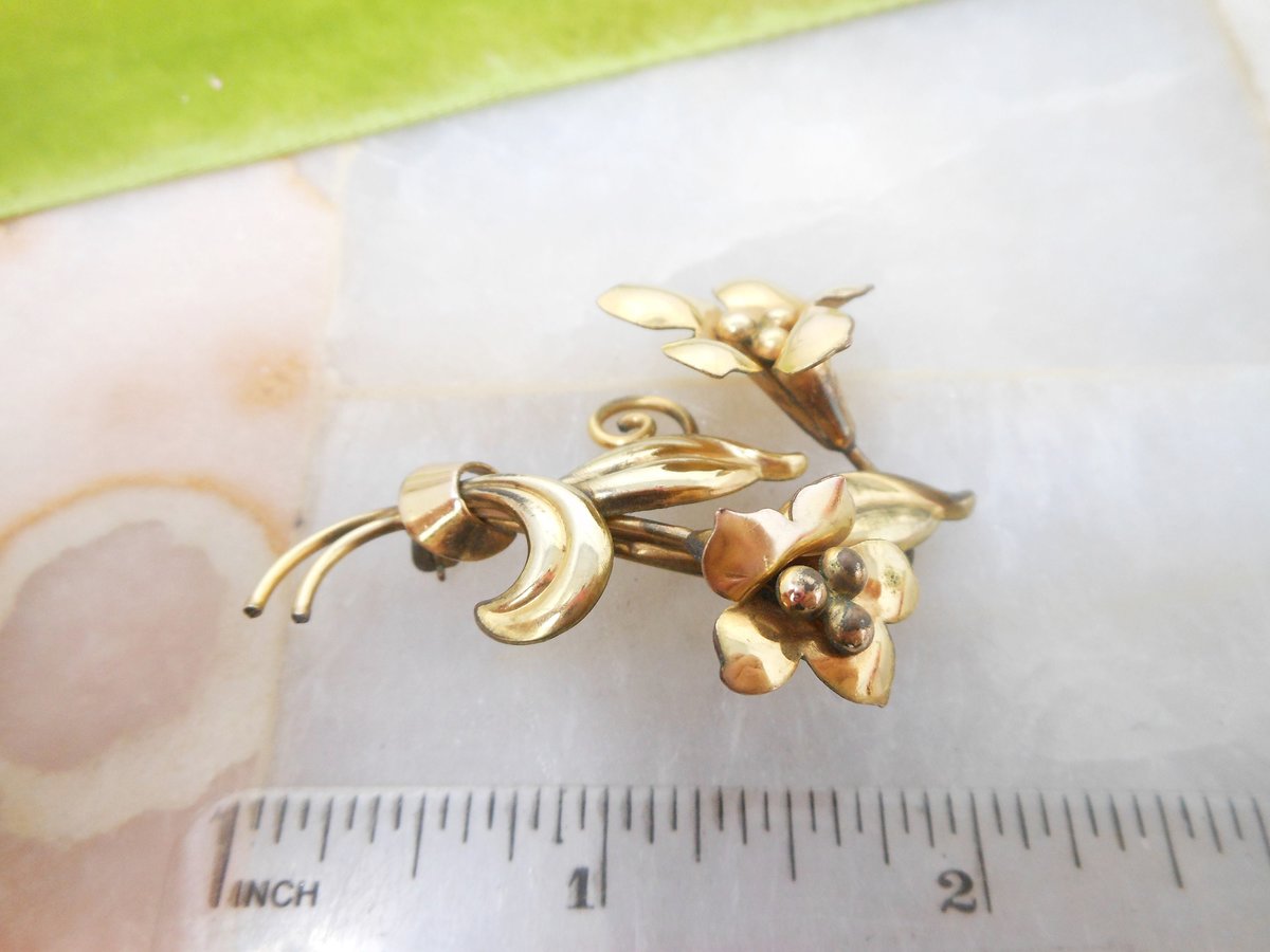 Vintage CARL ART Gold Fill Brooch 12K GF Designer Pin Elegant Lily Flower Mid Century Jewelry Gift, VivianJoel.com