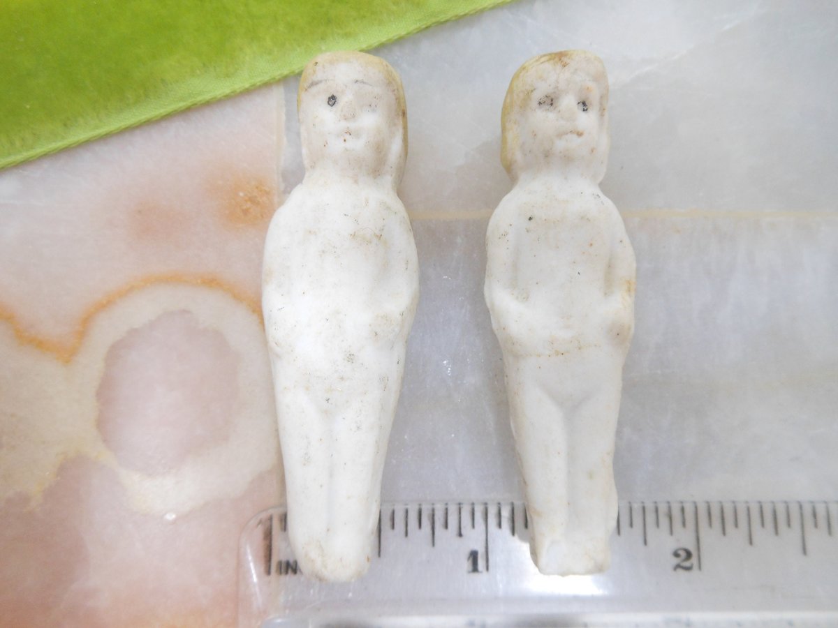 Vintage LOT 2 Miniature Doll Bisque Figurine Penny Figural Frozen Charlotte Antique Mid Century *as is*, VivianJoel.com