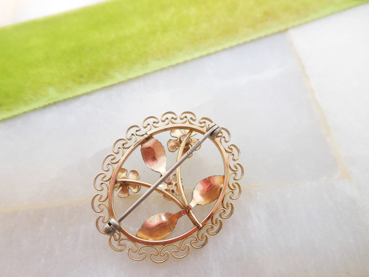 Vintage KREMENTZ Petite Forget Me Not Brooch Blue Flower Enamel Pin Pearl Gold Overlay Mid Century Designer Jewelry Gift, VivianJoel.com