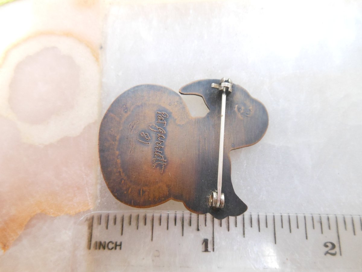 Vintage PAT GARRETT Bird Dodo Pin  Copper Abalone Brooch Handcraft Artisan 1981 Designer Gift Jewelry, VivianJoel.com