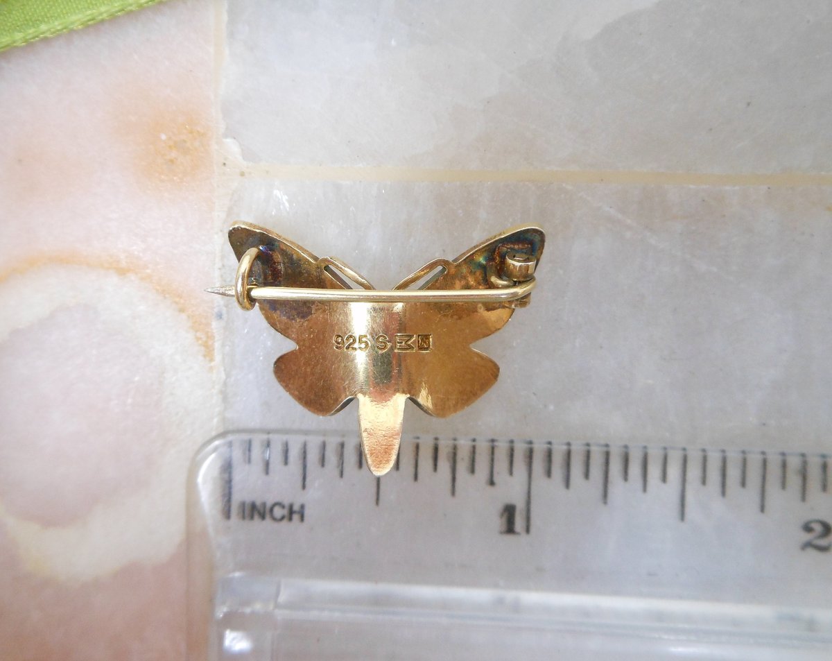 Vintage Norway STERLING SILVER Butterfly Pin Einar Modahl Brooch Enamel Yellow 925 Designer Mid Century Petite Jewelry Gift, VivianJoel.com