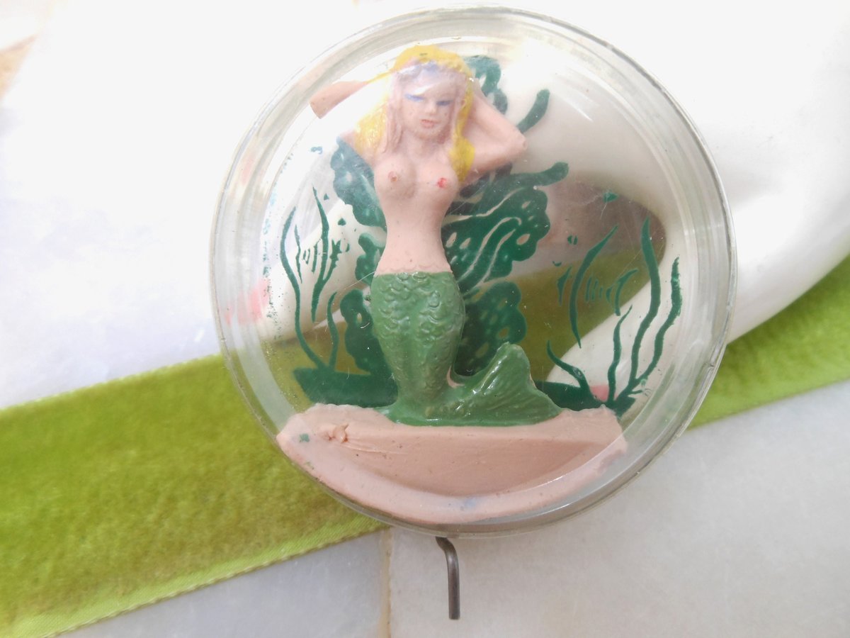 Vintage Mermaid Rubber Wiggler Figure Dancer Souvenir Beach Nude Plastic Kitsch Mechanical PSC CO 1951 Mid Century, VivianJoel.com