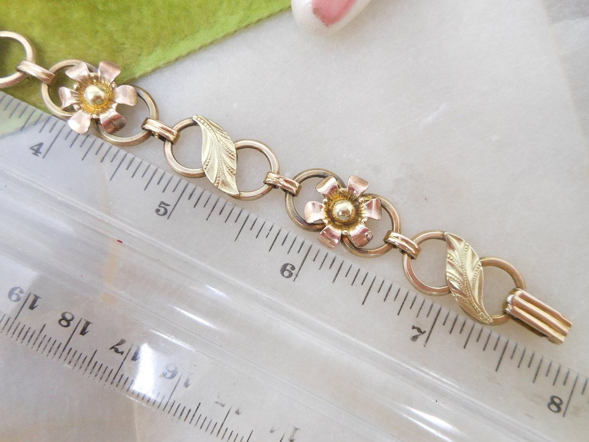 Vintage VAN DELL Sterling Silver Bracelet Gold Fill Minimalist 12K GF Flower Open Link Chain Designer Jewelry Mid Century, VivianJoel.com