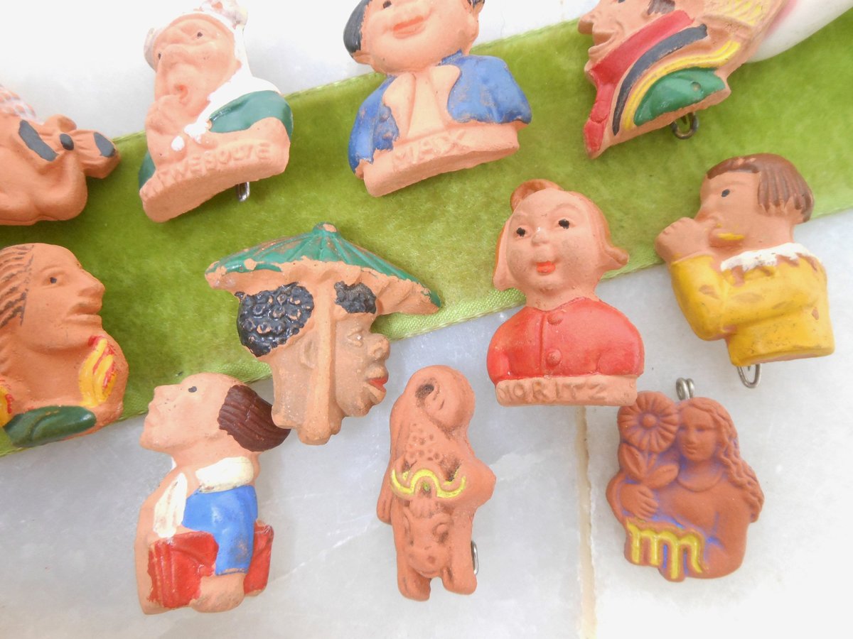 Vintage LOT 11 Figural Pin People Brooch Scatter Artisan Handcraft Clay Petite Unique Jewelry GAU FRANKEN Tinnie Mid Century, VivianJoel.com