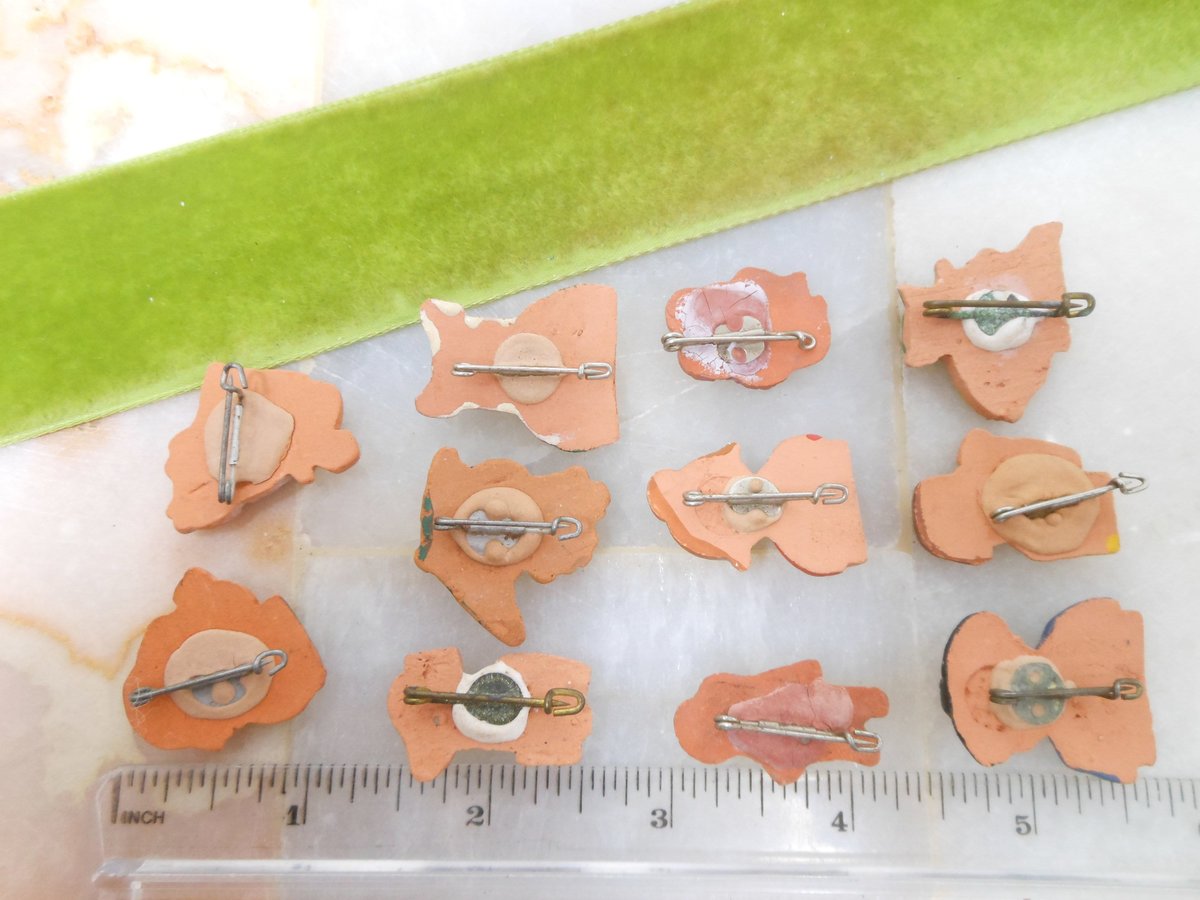 Vintage LOT 11 Figural Pin People Brooch Scatter Artisan Handcraft Clay Petite Unique Jewelry GAU FRANKEN Tinnie Mid Century, VivianJoel.com