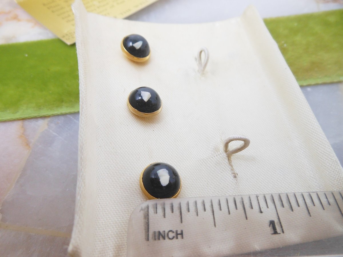 Vintage ANSON Tuxedo Set Floating Opal Stud Cufflink Cuff Links Gold Plate Original Box Mid Century Designer Gift,  VivianJoel.com