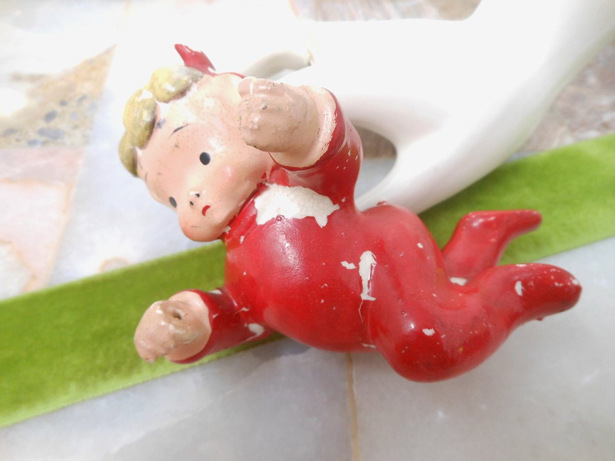 Vintage Devil Cupid ARDALT JAPAN Ceramic Valentine Anytime Figurine Mid Century Decor Holiday Kitsch *as is*, VivianJoel.com
