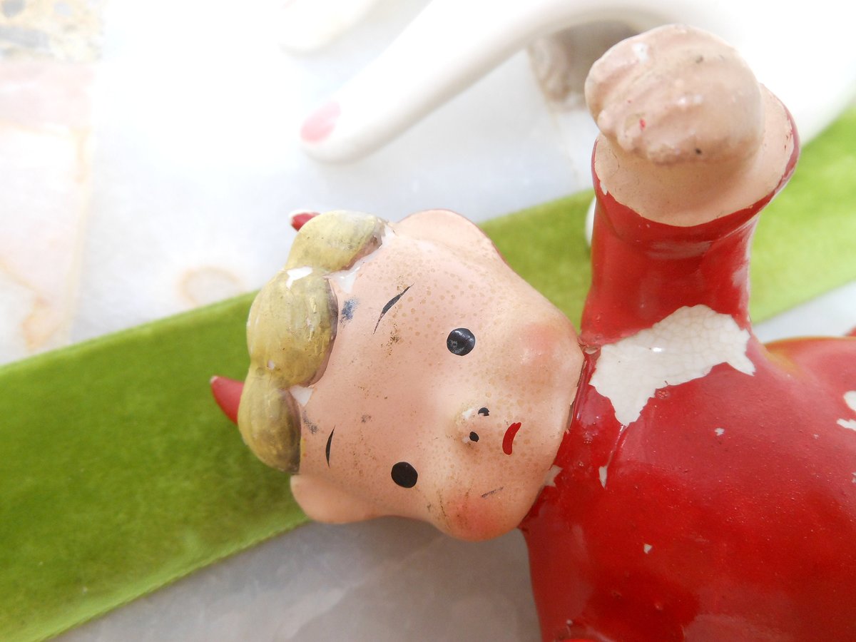 Vintage Devil Cupid ARDALT JAPAN Ceramic Valentine Anytime Figurine Mid Century Decor Holiday Kitsch *as is*, VivianJoel.com