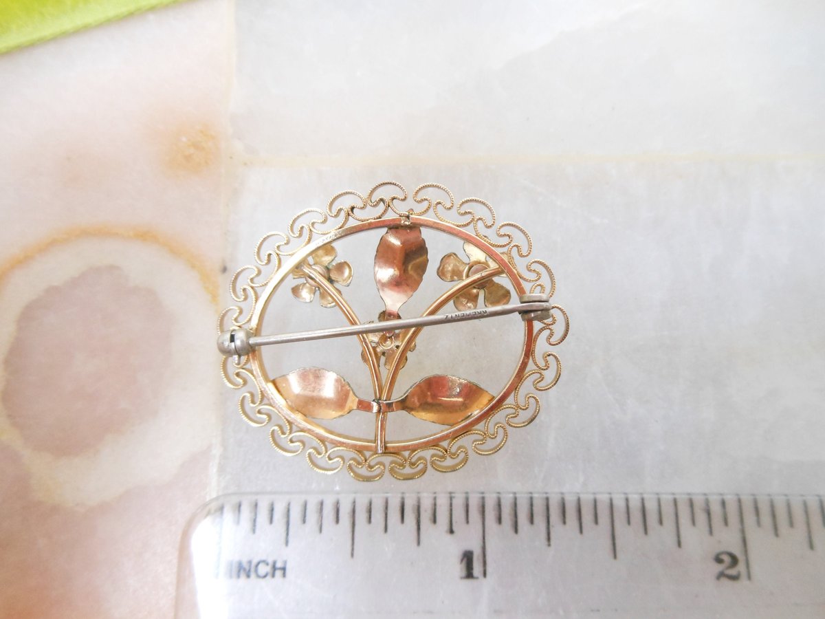 Vintage KREMENTZ Petite Forget Me Not Brooch Blue Flower Enamel Pin Pearl Gold Overlay Mid Century Designer Jewelry Gift, VivianJoel.com