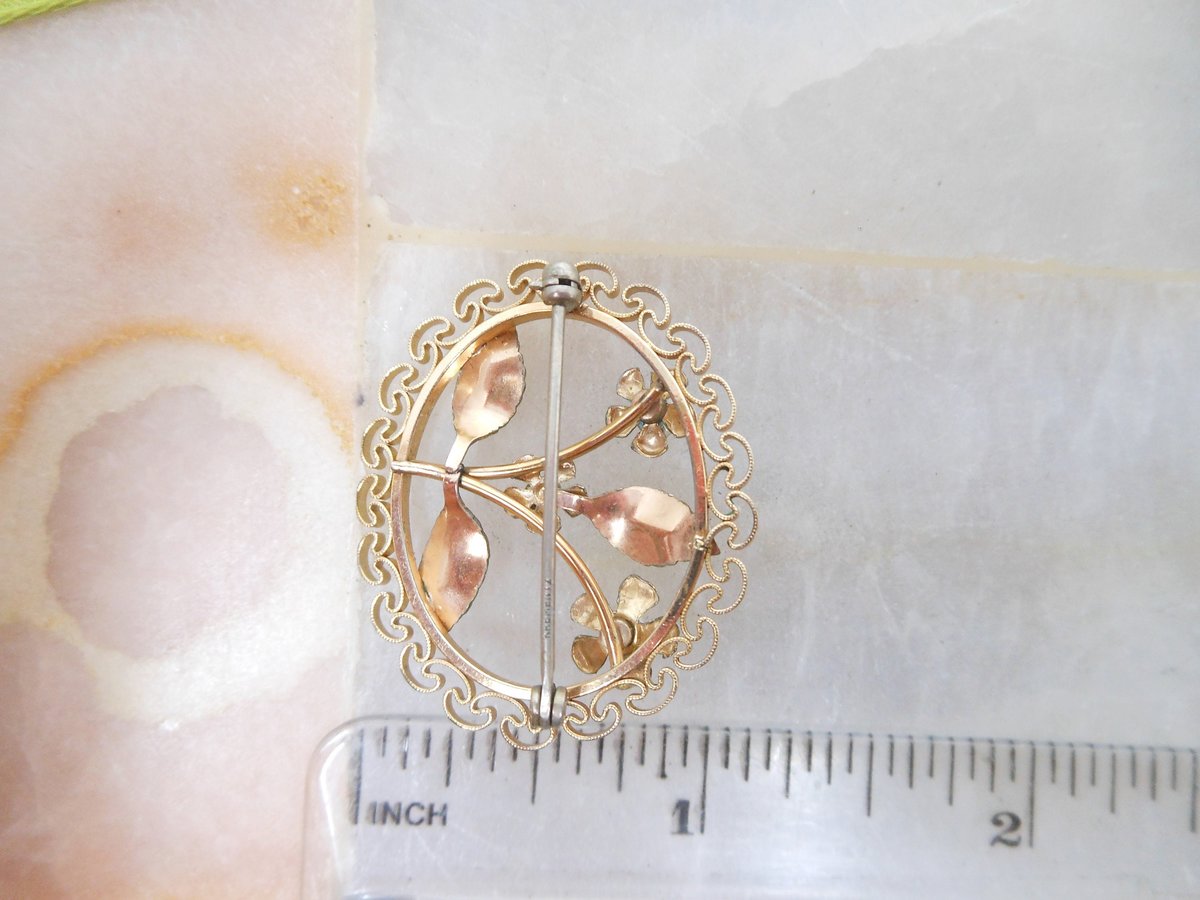 Vintage KREMENTZ Petite Forget Me Not Brooch Blue Flower Enamel Pin Pearl Gold Overlay Mid Century Designer Jewelry Gift, VivianJoel.com