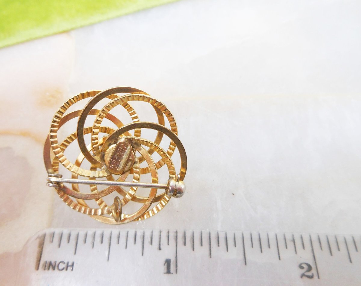 Vintage STAR-ART Gold Fill Brooch Circle Pearl GF Pin Petite Love Knot Infinity Wedding Mid Century Designer Jewelry Gift, VivianJoel.com