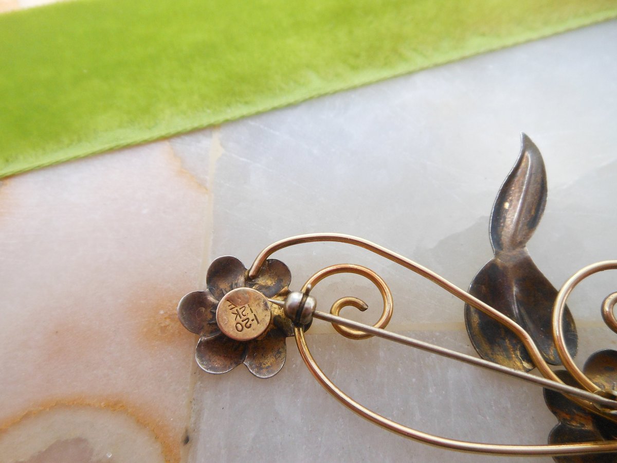 Vintage Gold Fill Brooch Daisy Flower Pin Two Tone Graceful Branch GF Mid Century Jewelry Gift, VivianJoel.com