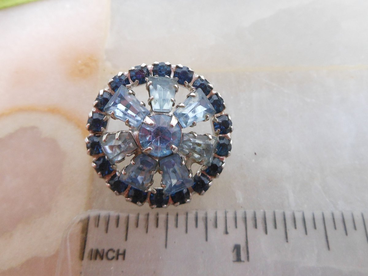 Vintage WEISS Blue Crystal Pin Rhinestone Keystone Brooch Petite Designer Mid Century Wedding Jewelry Gift, VivianJoel.com