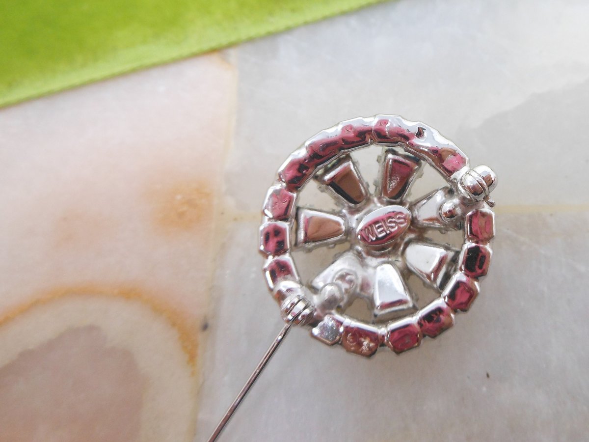 Vintage WEISS Blue Crystal Pin Rhinestone Keystone Brooch Petite Designer Mid Century Wedding Jewelry Gift, VivianJoel.com