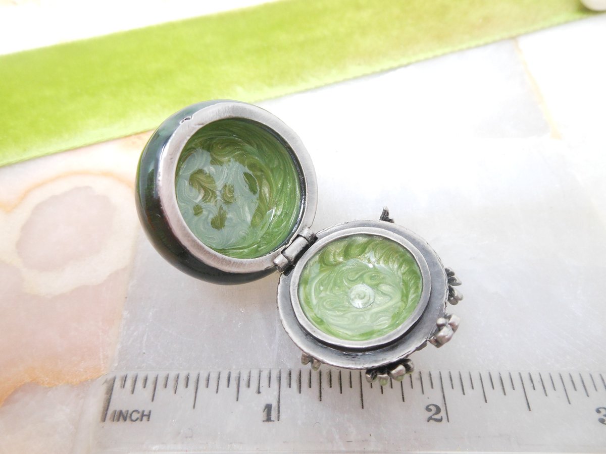 Vintage JAY STRONGWATER Trinket Ring Pill Box Petite Crystal Encrusted Frog Green Enamel Designer Vanity Gift, VivianJoel.com