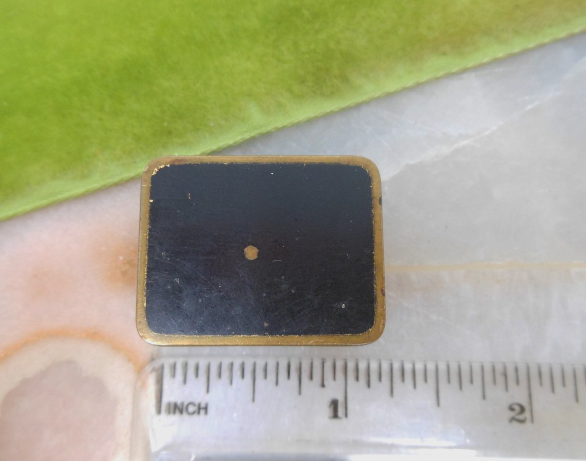 Vintage VOLUPTE Brass Enamel Small Snuff Ring Pill Box Casket Petite Tiny Flower Handpaint Jewelry Gift Mid Century, VivianJoel.com