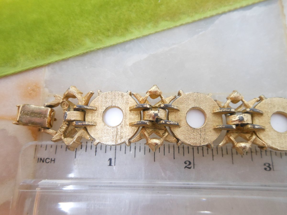 Vintage SARAH COVENTRY Chain Bracelet White Thermoset Rhinestone Gold Plate Snow Princess Mid Century Jewelry *Flaws As Is*, VivianJoel.com