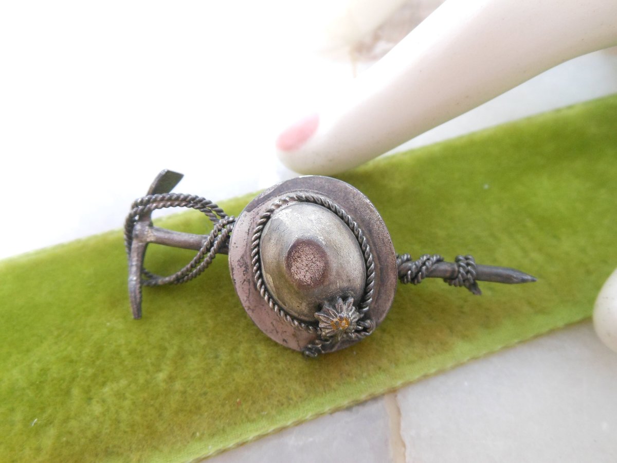 Vintage WEST GERMANY Hat Pin Hiking Brooch Figural Alps Mid Century Jewelry Gift, VivianJoel.com