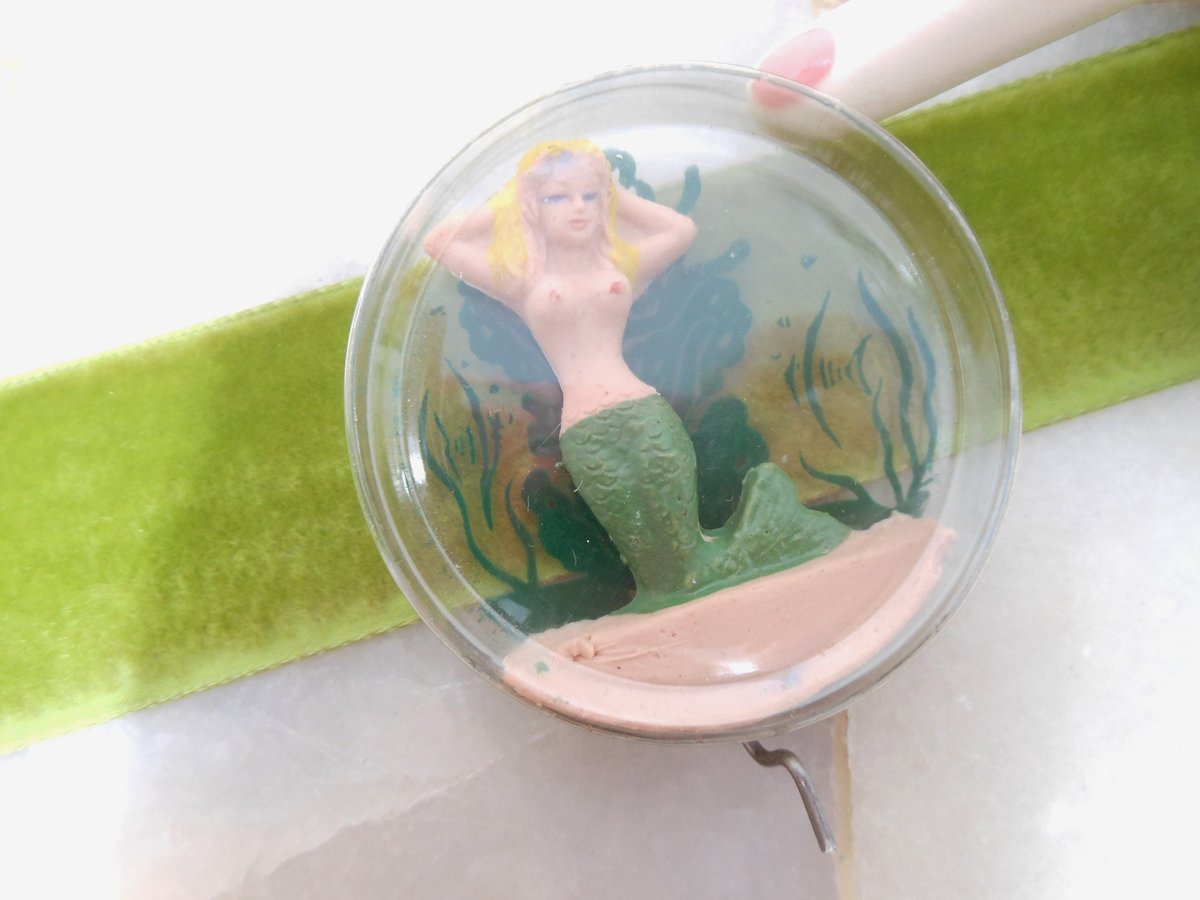Vintage Mermaid Rubber Wiggler Figure Dancer Souvenir Beach Nude Plastic Kitsch Mechanical PSC CO 1951 Mid Century, VivianJoel.com