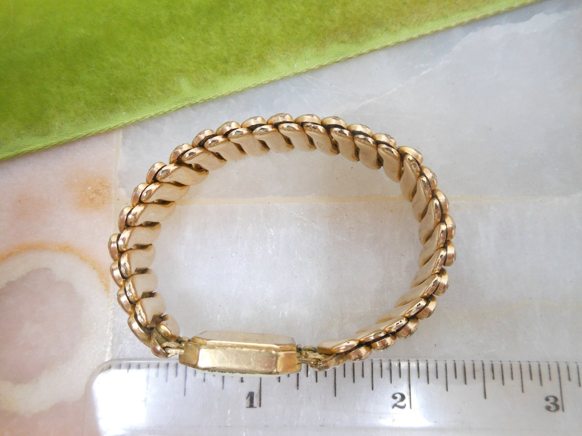 Vintage Antique Sweetheart Bracelet Pink Enamel Guilloche Expansion Cuff Gold Fill GF Victorian Jewelry, VivianJoel.com