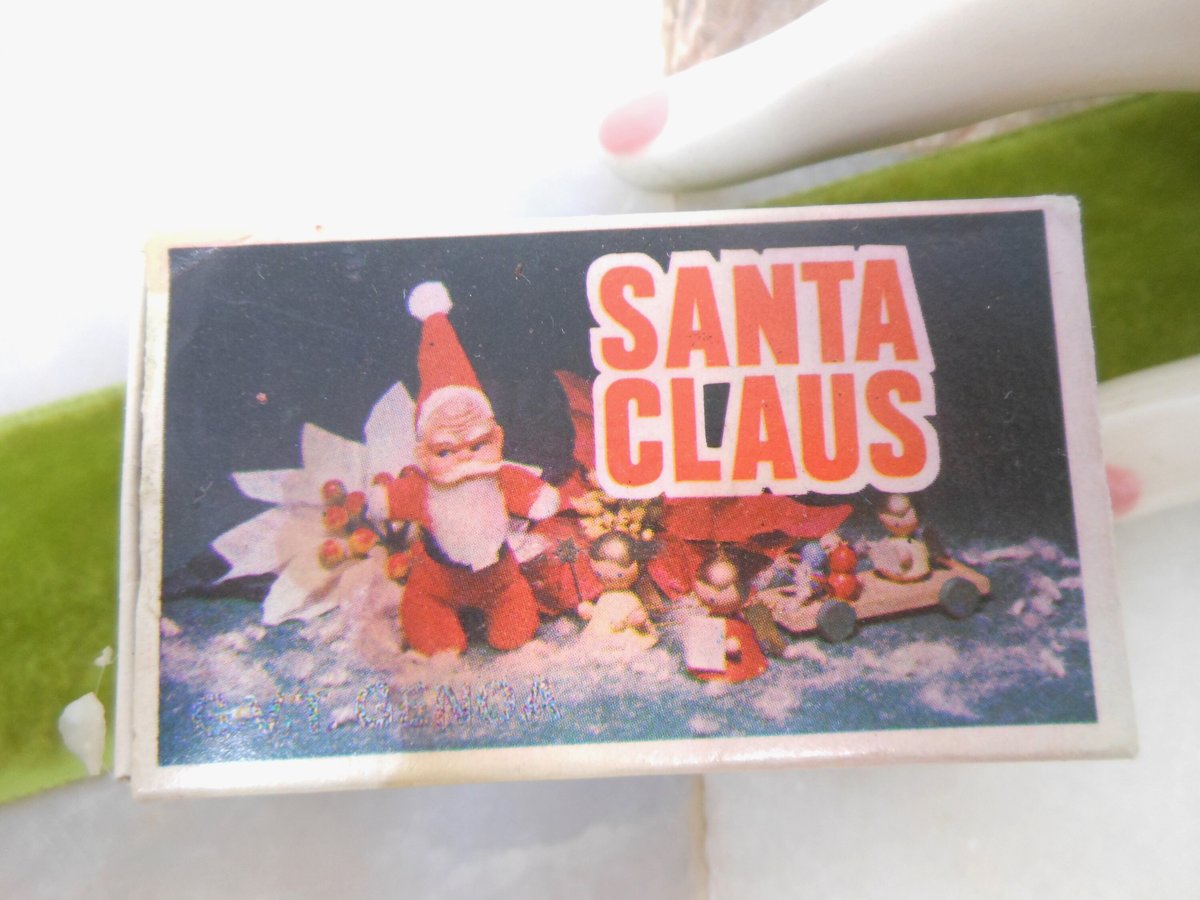 Vintage Santa Ornament Matchbox Christmas Rubber Face Doll Miniature Kitschmas Kitsch HONG KONG Mid Century Gift, VivianJoel.com