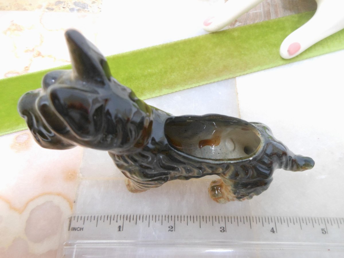 Vintage Scotty Terrier OCCUPIED JAPAN Dog Scottie Planter Toothpick Match Holder Kitsch Figurine Mid Century, VivianJoel.com