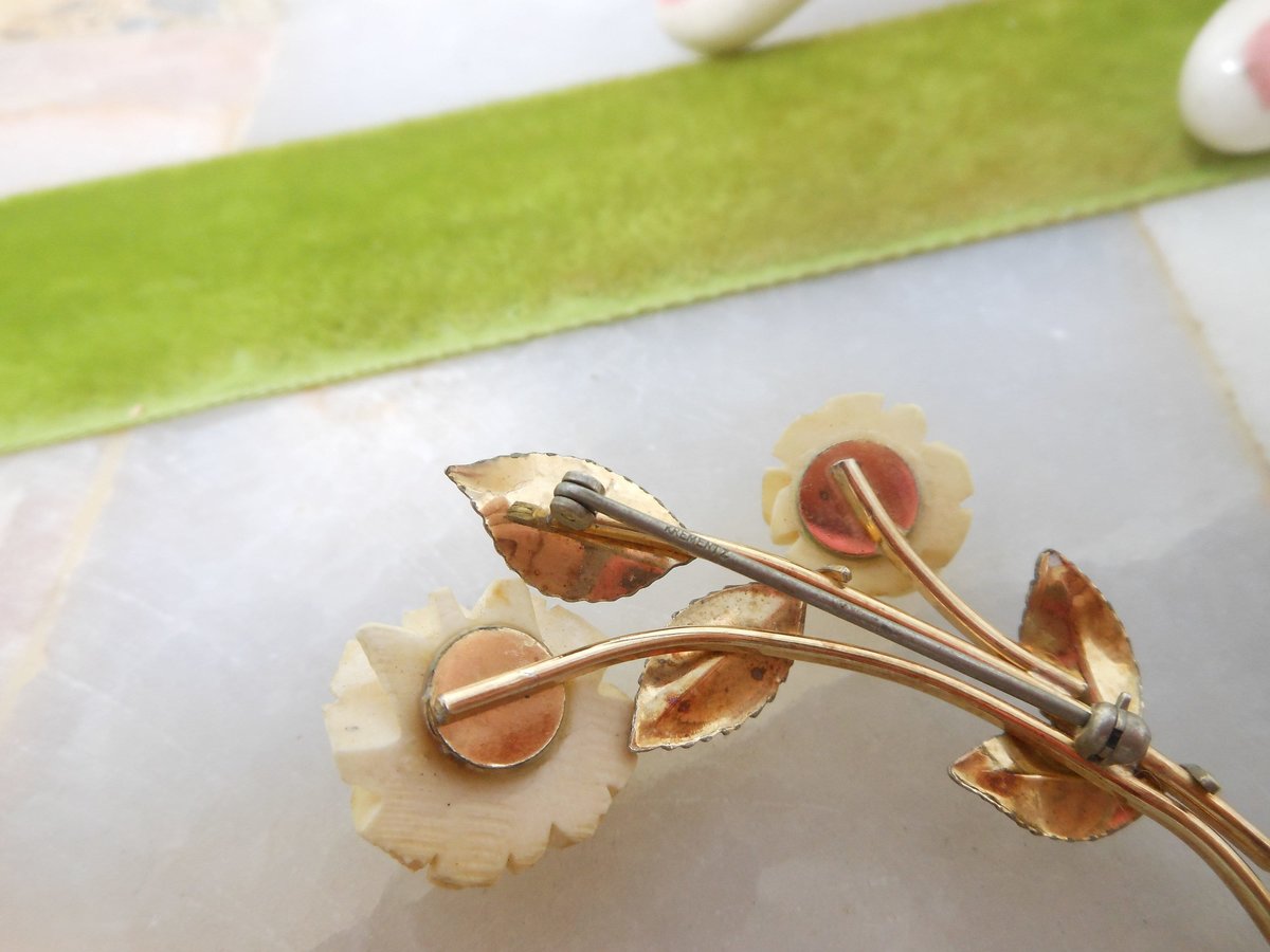 Vintage KREMENTZ Carved Rose Brooch Gold Overlay Flower Pin Designer Mid Century Jewelry Gift, VivianJoel.com