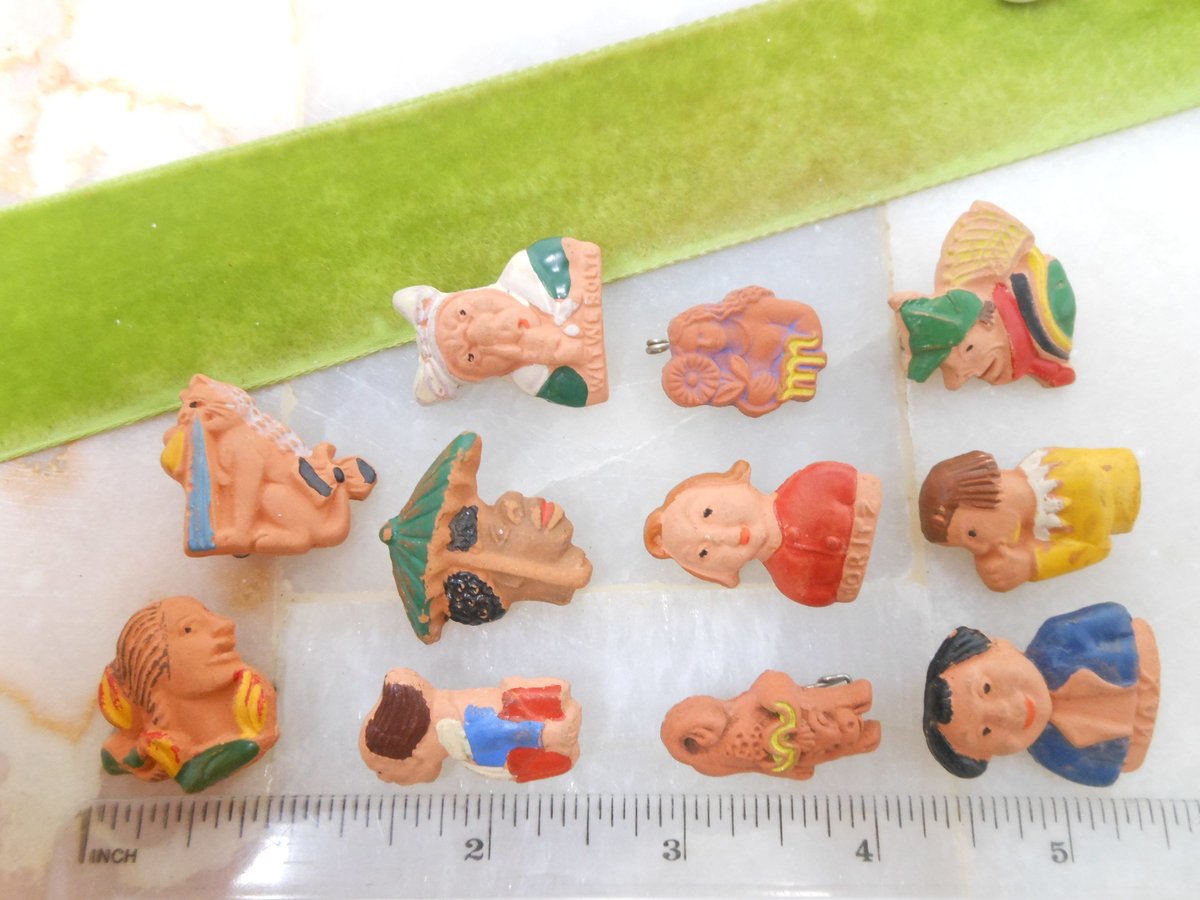 Vintage LOT 11 Figural Pin People Brooch Scatter Artisan Handcraft Clay Petite Unique Jewelry GAU FRANKEN Tinnie Mid Century, VivianJoel.com