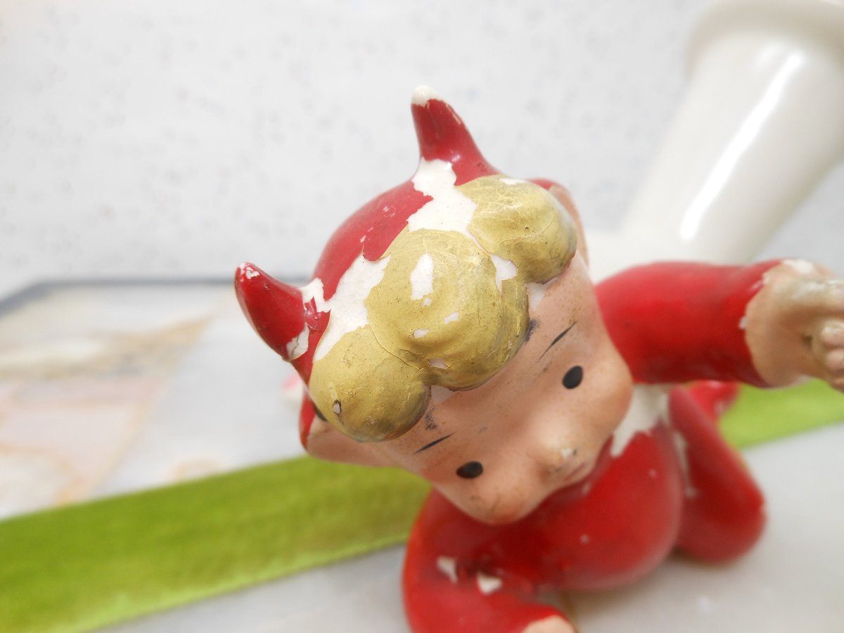 Vintage Devil Cupid ARDALT JAPAN Ceramic Valentine Anytime Figurine Mid Century Decor Holiday Kitsch *as is*, VivianJoel.com
