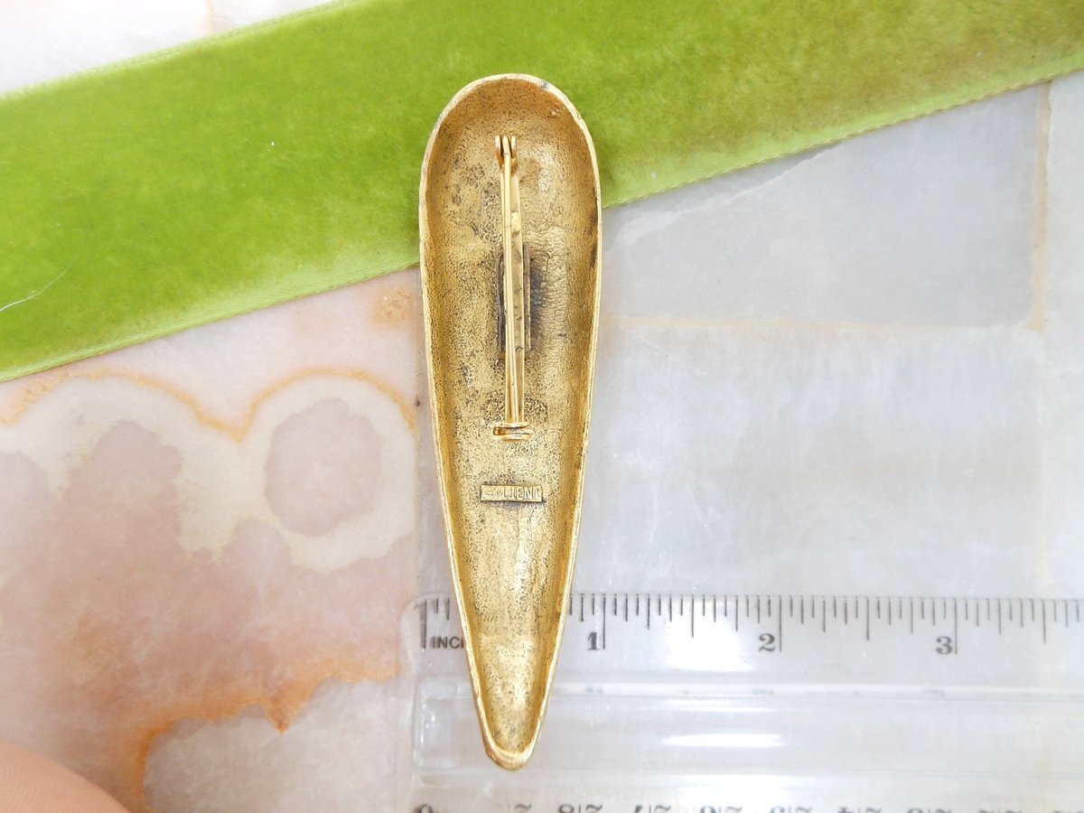 Vintage MJENT Alien Brooch Large Pin Gold Plate tribal Boho Mask Etruscan Novelty UFO Kitsch Designer Mid Century Jewelry, VivianJoel.com