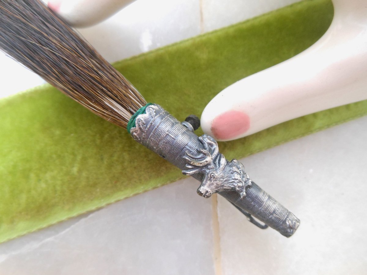 Vintage WEST GERMANY Scottish Kilt Brooch Horsehair Hat Pin Horsehair Stag Mid Century Jewelry Gift, VivianJoel.com