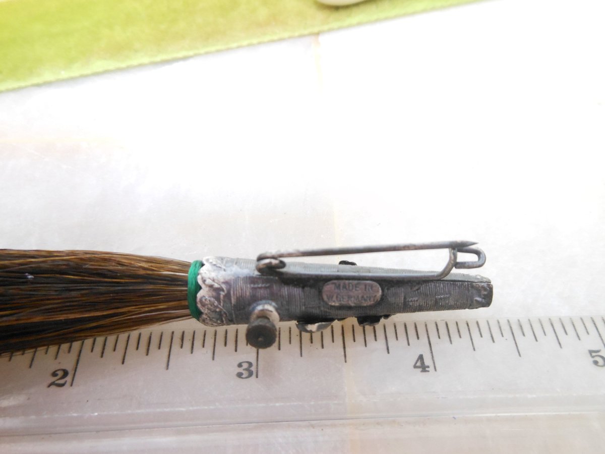 Vintage WEST GERMANY Scottish Kilt Brooch Horsehair Hat Pin Horsehair Stag Mid Century Jewelry Gift, VivianJoel.com