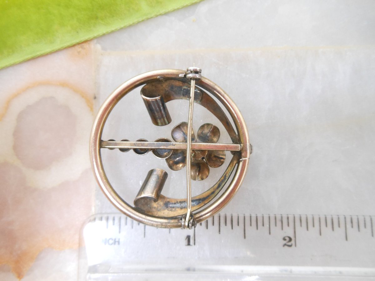 Vintage A & Z Art Deco Pearl Brooch Flower Gold Fill Pin 12K on Sterling Silver Designer GF Mid Century Jewelry Gift, VivianJoel.com
