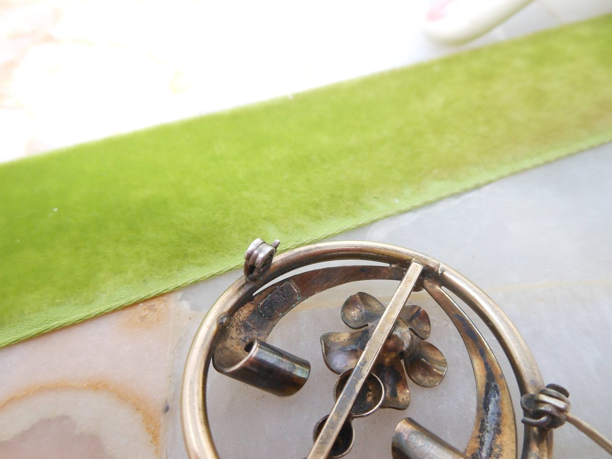 Vintage A & Z Art Deco Pearl Brooch Flower Gold Fill Pin 12K on Sterling Silver Designer GF Mid Century Jewelry Gift, VivianJoel.com