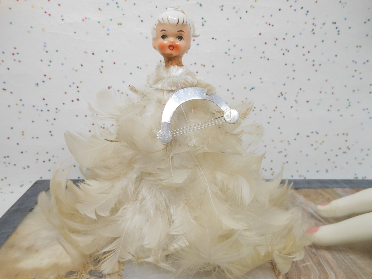 Vintage LOT 2 Girl Angel Head Set Ceramic Figurine Japan Mid Century Craft Supply Christmas Angel, VivianJoel.com