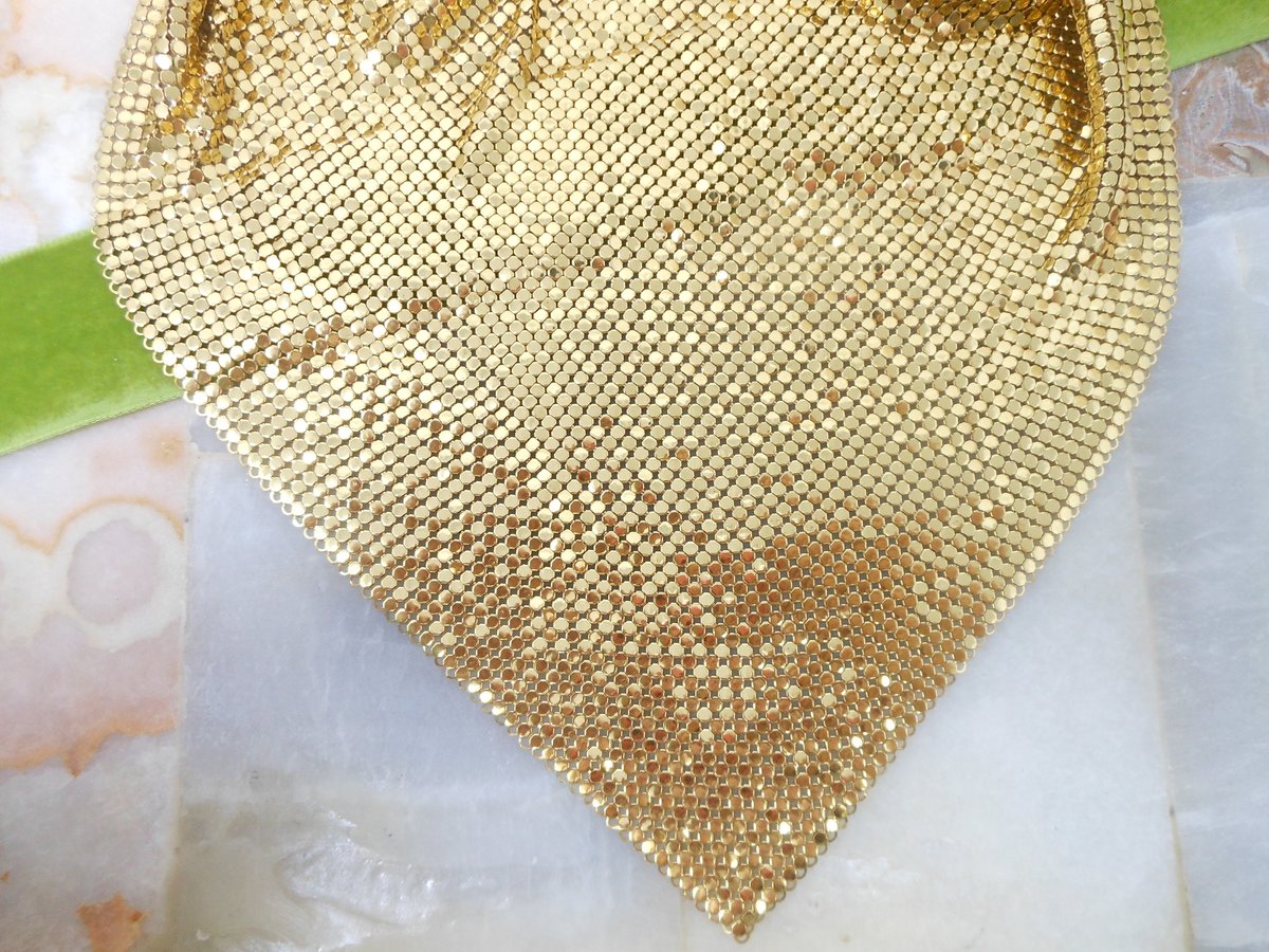 Vintage WHITING DAVIS Mesh Necklace Scarf Bib Gold Plate Chainmail Iconic Liquid Metal Designer Mid Century Jewelry Gift,  VivianJoel.com