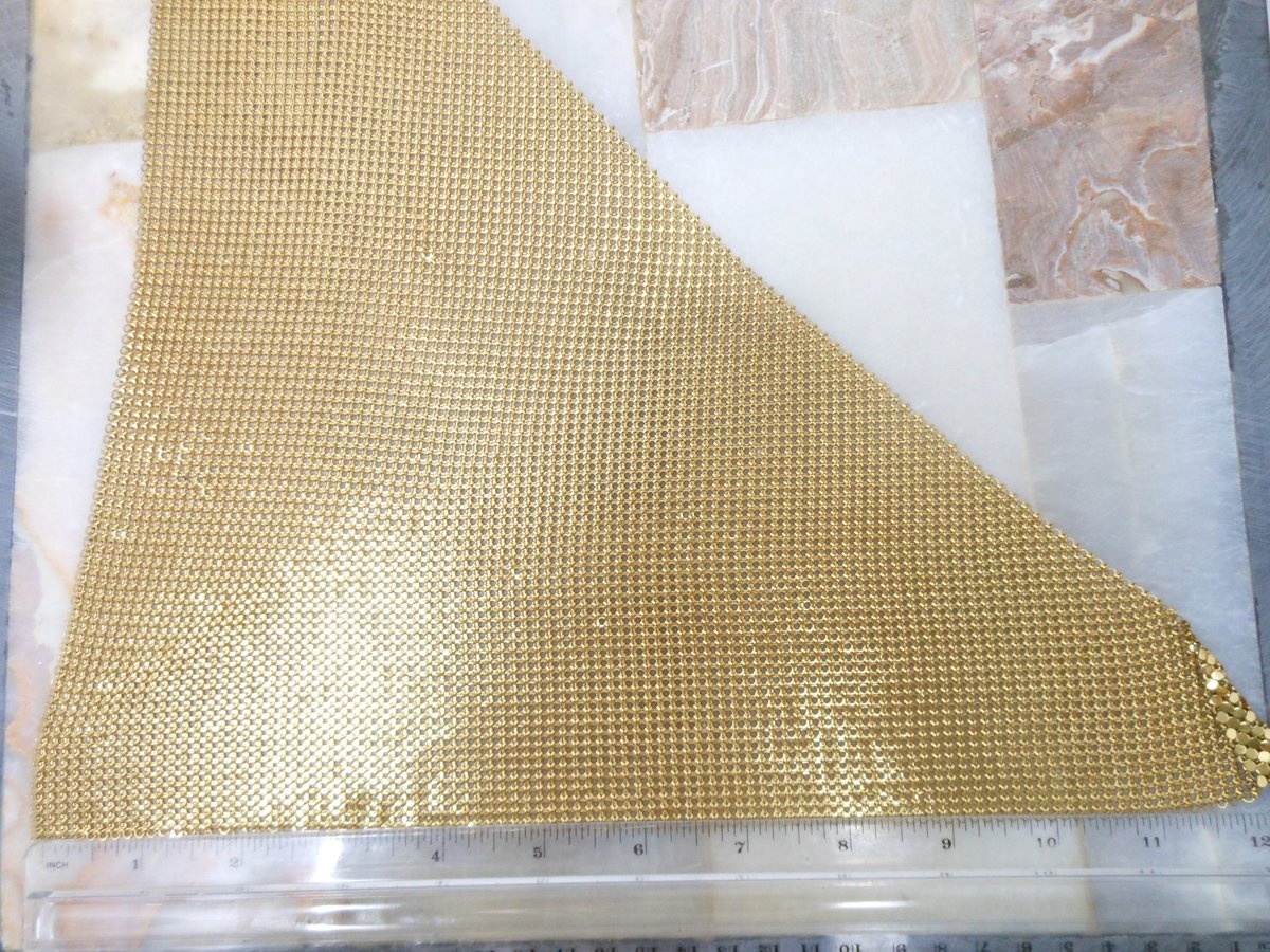 Vintage WHITING DAVIS Mesh Necklace Scarf Bib Gold Plate Chainmail Iconic Liquid Metal Designer Mid Century Jewelry Gift,  VivianJoel.com