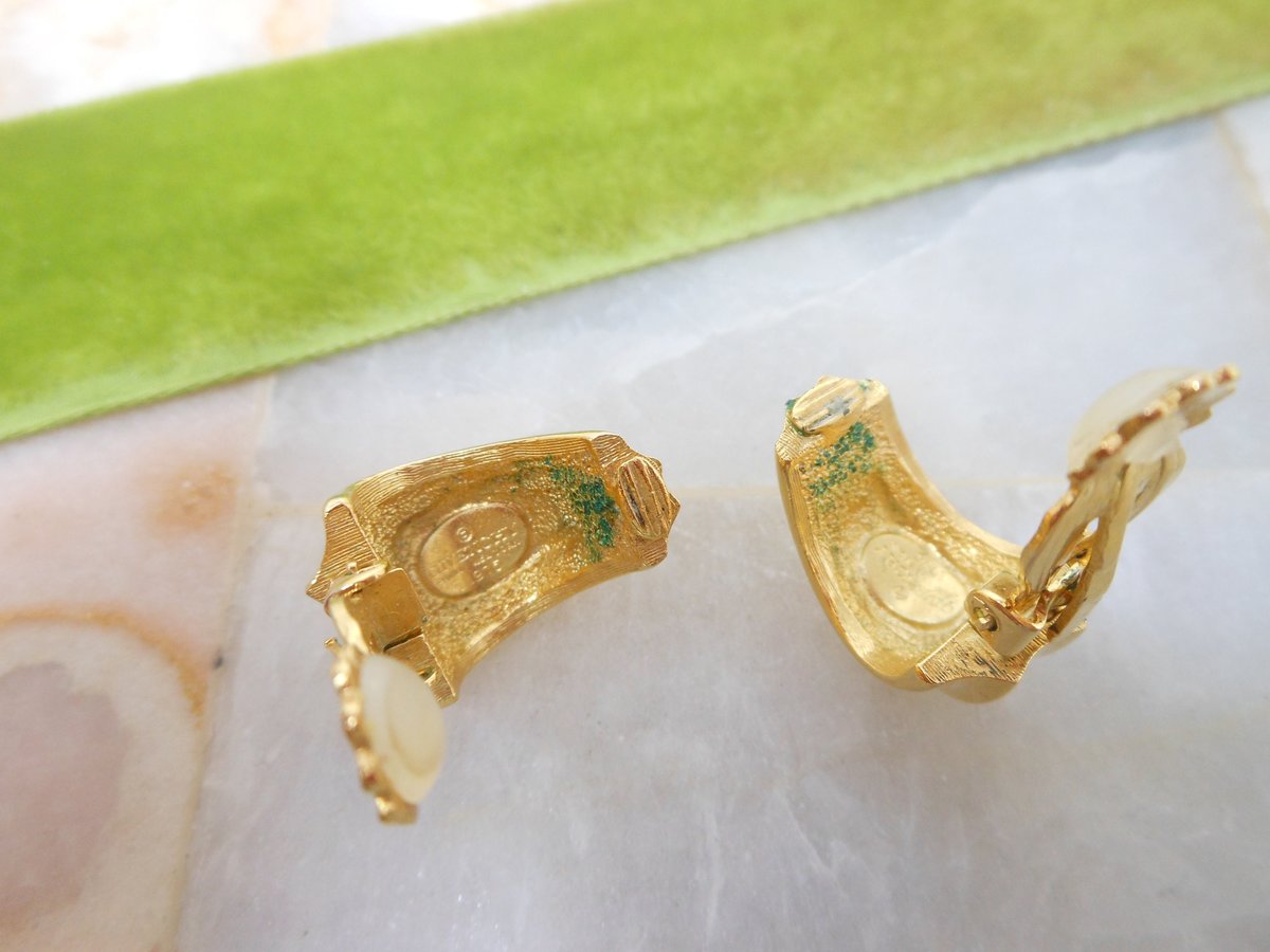 Vintage GIVENCHY Earrings Shiny Gold Plate Designer Clip On Classic Timeless Half Hoop Paris New York Runway Jewelry Gift, VivianJoel.com