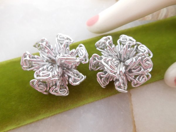 Vintage WEST GERMANY Earrings Huge Flower Modernist Clip On Designer Jewelry Mid Century Gift, VivianJoel.com