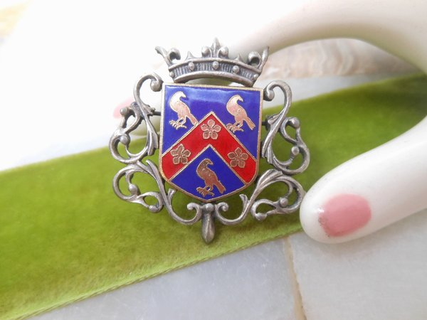 Vintage LIND GAL Heraldic Shield Coat of Arms Eagle Crown Designer LG Mid Century Jewelry Gift, VivianJoel.com