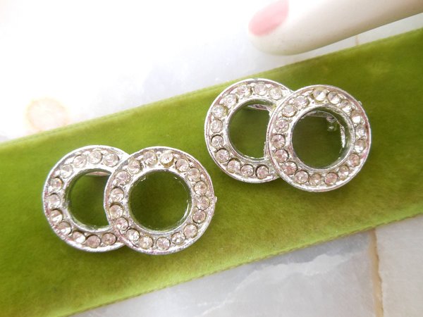 Vintage Scatter Pin Rhinestone Art Deco Brooch Petite Double Set Victorian Revival Mid Century Jewelry, VivianJoel.com