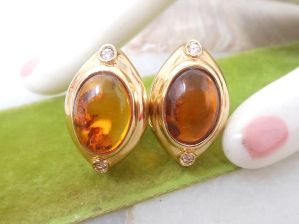 Vintage LOUIS STERN Earrings Clip On Honey Stone Crystal Rhinestone Mogul Classic Designer LS Jewelry Gift, VivianJoel.com