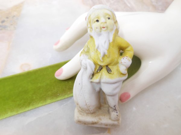Vintage JAPAN Gnome Pixie Elf Santa Bisque Ceramic Porcelain Christmas Anytime Figurine Mid Century, VivianJoel.com