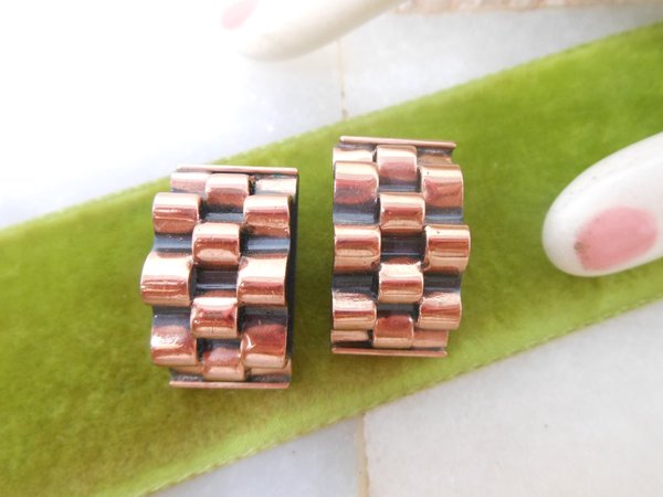 Vintage RENOIR Modernist Earrings Clip On Designer Copper Matisse Brutalist Jewelry Gift Mid Century, VivianJoel.com