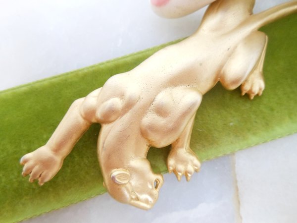 Vintage JJ JONETTE Huge Brooch Stalking Panther Cat Pin Matte Gold 1986 Designer Figural  Mid Century Jewelry Gift, VivianJoel.com