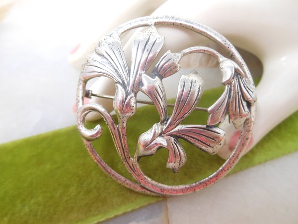 Vintage DANECRAFT STERLING SILVER Lily Flower Brooch Designer Pin 925 Mid Century Jewelry *as is*, VivianJoel.com