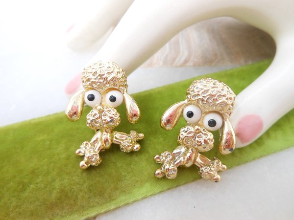 Vintage GERRYS Scatter Poodle Pin Dog Brooch Set Kitschy Cute Figural Mid Century Designer Jewelry Gift, VivianJoel.com
