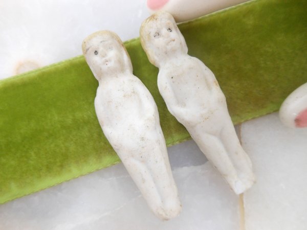 Vintage LOT 2 Miniature Doll Bisque Figurine Penny Figural Frozen Charlotte Antique Mid Century *as is*, VivianJoel.com